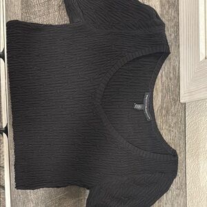 White House Black Market Black Ribbed Crop T-Shirt